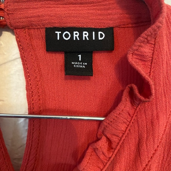 Sweet Bohemian Torrid Floral Embroidery Long-Sleeved Breezy Ruffled Neck Blouse - Picture 8 of 16